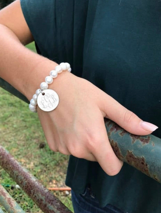 Monogram Pearl Bracelet-Stretch Monogram Bracelet-Jewelry-Bride-Bridesmaid