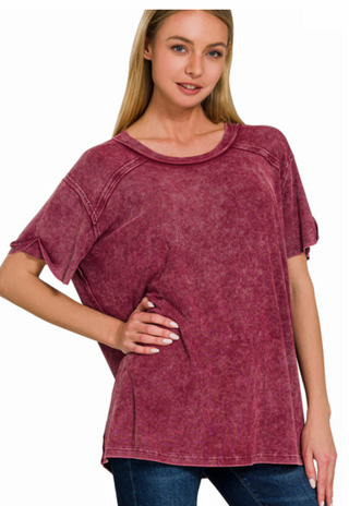 Cabernet Ribbed Boat Neck Top