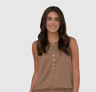 Taupe Button Tank