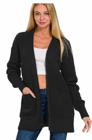 Black Waffle Cardigan