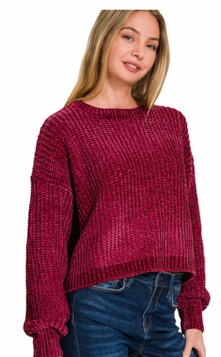 Cabernet Chenille Cropped Sweater