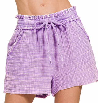 Lavender Washed Gauze Shorts