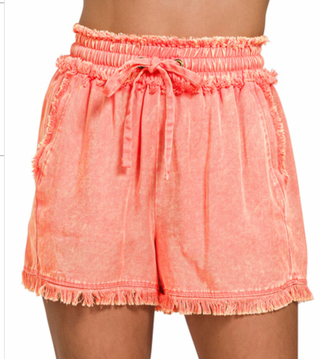 Coral Mineral Washed Shorts