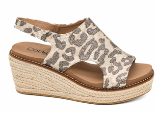 K Bye Tan Sparkle Leopard Wedge