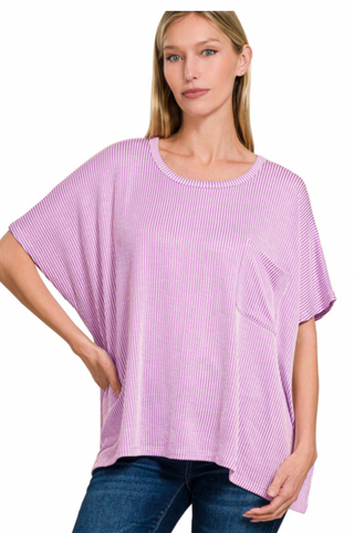 Berry Corded Rib Oversized Top