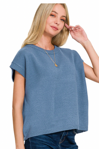Dusty Blue Viscose Sweater Vest