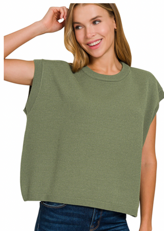 Light Olive Viscose Sweater Vest