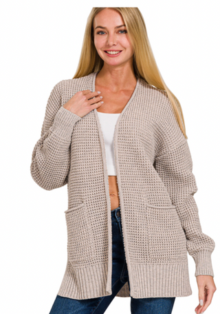 Heather Mocha Waffle Cardigan