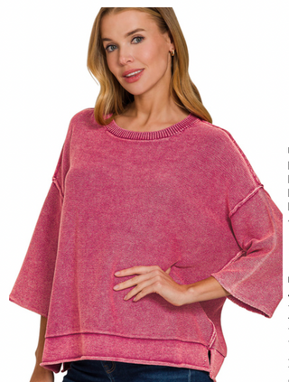 Cabernet 3/4 Sleeve Boxy Sweater