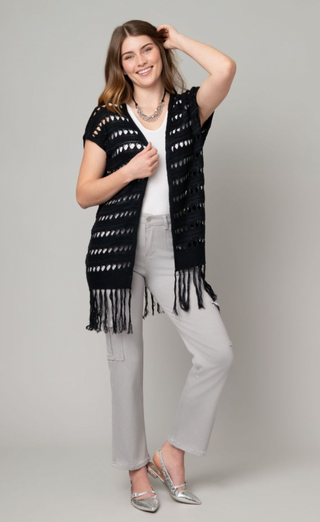 Black Fringe Cardigan