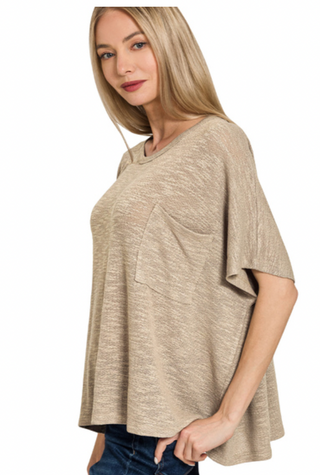 Ash Mocha Short Sleeve Knit Top