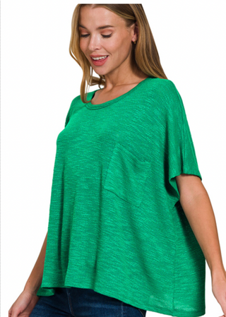 Kelly Green Short Sleeve Knit Top