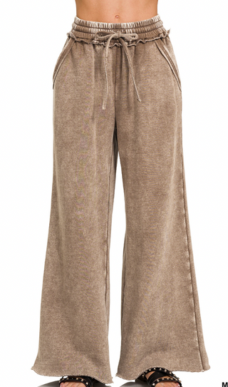 Mocha Fleece Palazzo Pants