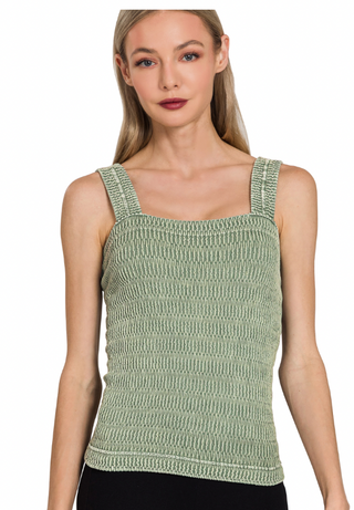 Light Olive Seamless Wrinkle Stone Tank