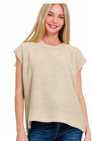 Sand Beige Crewneck Sweater Vest