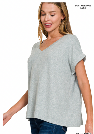 Blue Grey Soft Melange Hacci Tee