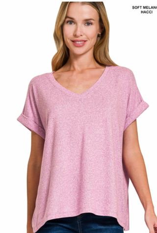 Bright Mauve Soft Melange Hacci Tee