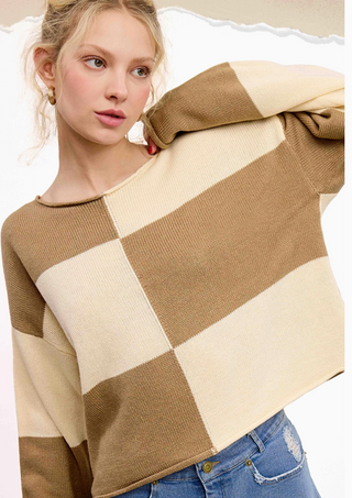 Cookie Crumb Checkered Sweater