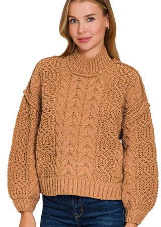 Camel Cable Knit Sweater