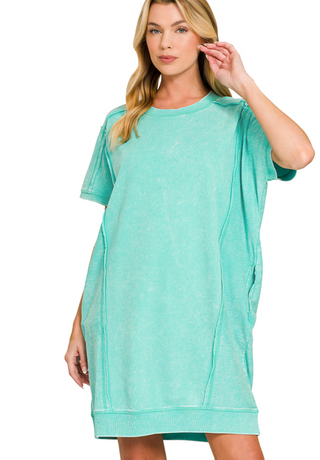 Mint Acid Wash Dress