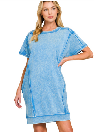 Deep Sky Acid Wash Dress