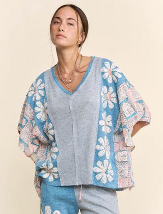 Blue Patchwork Top