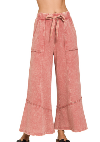 Rose Exposed Seam Flare Pants