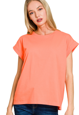 Coral Round Neck Tee