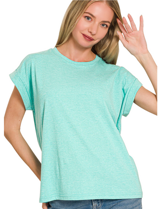 Turquoise Round Neck Tee