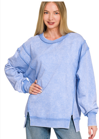 Cornflower Blue Exposed Seam Sweatshirt