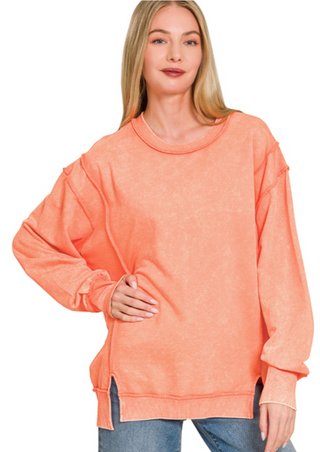 Coral Exposed Seam Sweatshirt