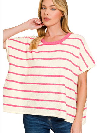 Rose Stripe Sweater Top