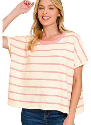 Pink Stripe Sweater Top