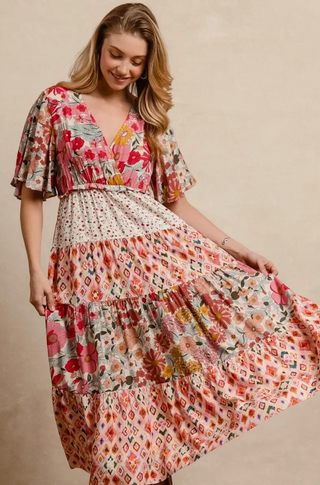 Floral Mix & Match Midi Dress