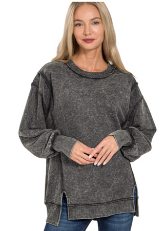 Ash Black Exposed Seam Sweatshirt