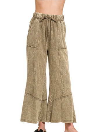 Mocha Exposed Seam Flare Pants
