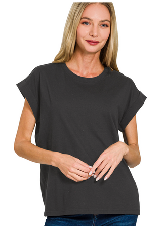 Black Round Neck Tee
