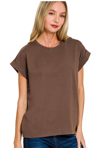 Brown Round Neck Tee