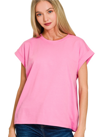 Candy Pink Round Neck Tee