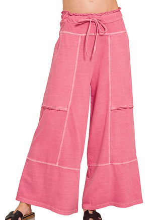 Fuchsia Washed Wide Leg Pants