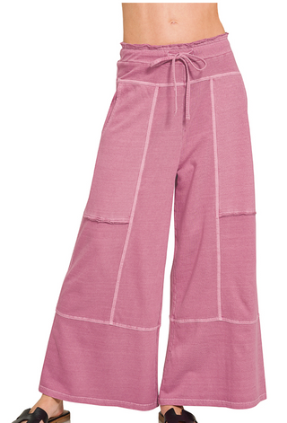 Rose Washed Wide Leg Pants