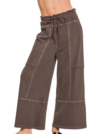 Chocolate Washed Wide Leg Pants