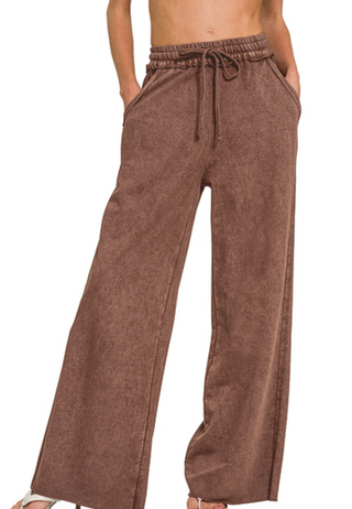 Brown Washed French Terry Sweatpants