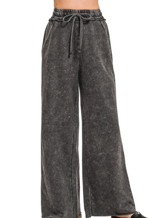 Ash Black Washed French Terry Sweatpants