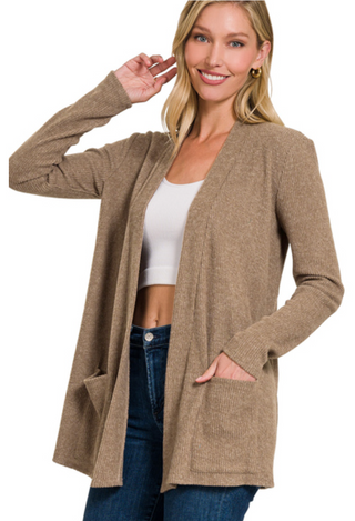 Mocha Ribbed Cardigan