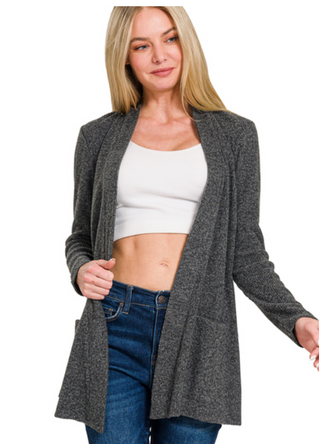Black Ribbed Cardigan