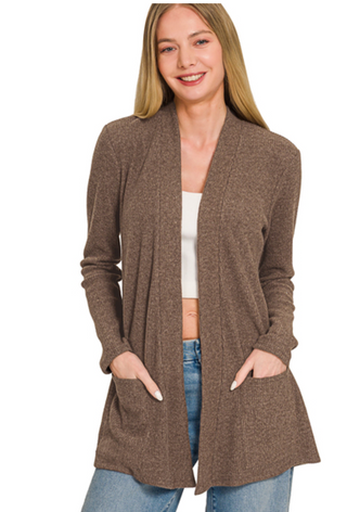 Chocolate Ribbed Cardigan