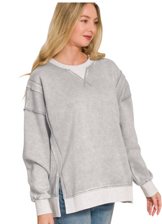 Sleet Fleece Acid Wash Pullover