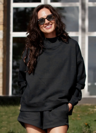 Black Mock Neck Sweatshirt