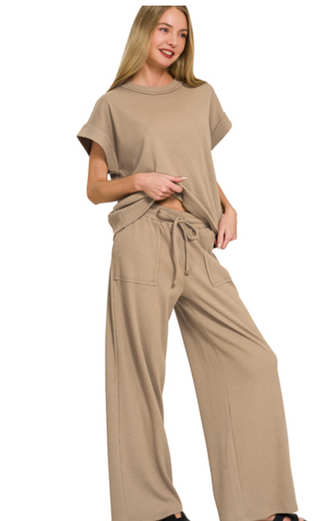 Coco Ribbed Short Sleeve Tee & Pants Set